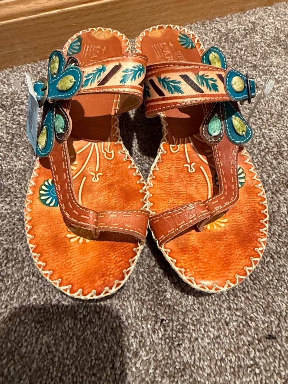 Spring Step L'Artiste Santorini Mint and Teal Toe Ring Wedge Sandals
